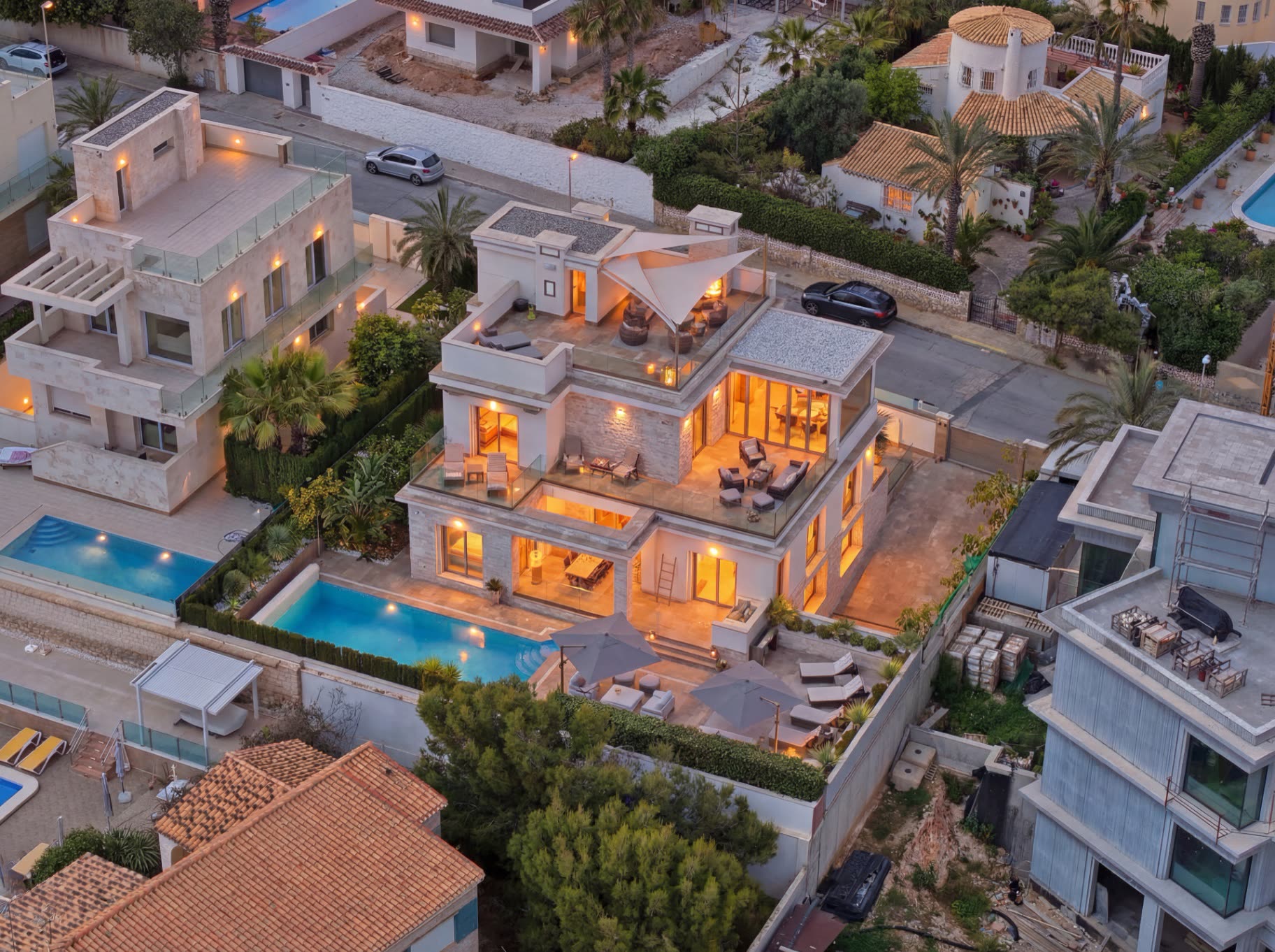 Villa La Zenia Beach, drönare i skymning